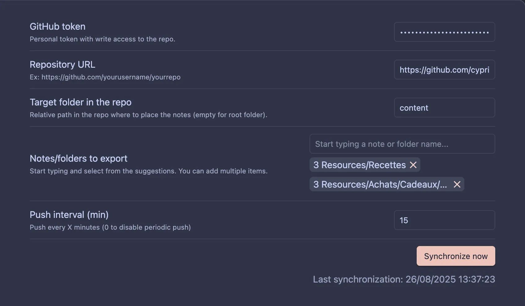 Plugin settings